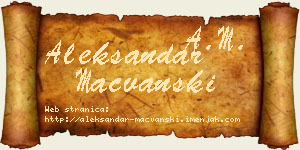 Aleksandar Mačvanski vizit kartica